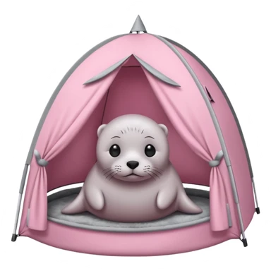 Seal in a light pink tent  sticker