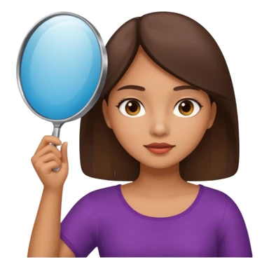 latin girl looking at herself with a hand mirror sticker