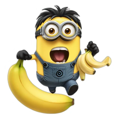 Yelling minion holding an banana smothie sticker
