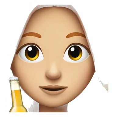 ginger straight hair and blue eyes woman with a beer on the hand sticker