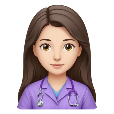pretty brunette nurse with long hair in lilac scrubs sticker