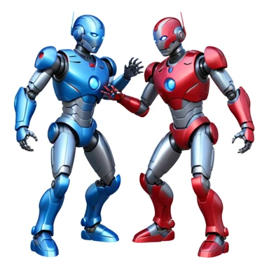 robotic fight between two futuristic robots like ultron   sticker