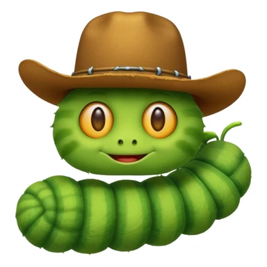 caterpillar emoji with a cowboy hat on sticker