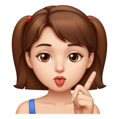 brown haired girl portrait kissing her  middle finger sticker