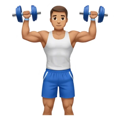 man with blue shorts doing side-lateral raise (T pose) with light dumbbells sticker