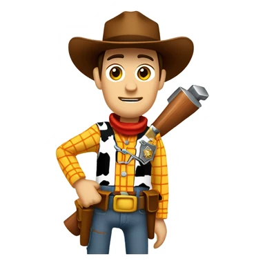 sheriff woody of construction site wearing a tool belt holding a hammer sticker