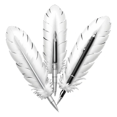 3 plumes blanches avec un stylo en dessous sticker