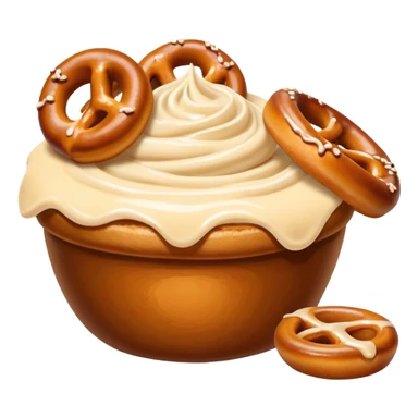 Auntie Annie Pretzel bites with cinnamon icing cup on the side  sticker