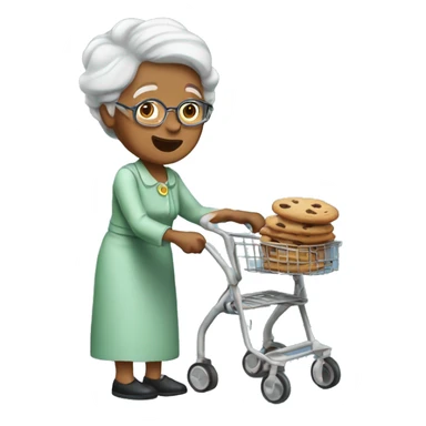 Grandma eating a cookie with a walker sticker