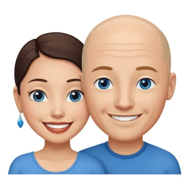 Bald white man blue eyes in love with Filipina woman sticker
