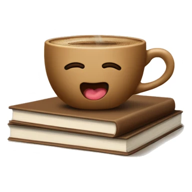 cute cup of coffee on top of a small stack of brown beige books sticker