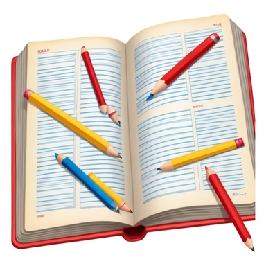 Create a detailed and vintage-inspired emoji representing comic books and graphic novels as a storytelling art form. The design should feature a large, open comic book with pages filled with classic American comic book panels. Include bold, dynamic lines and vibrant colors typical of vintage comics. A pencil (without a hand) should be writing text on the page, symbolizing the creation of the story. The overall design should evoke the classic feel of old-school comic books while incorporating the process of creating a graphic novel. Use rich, bold colors like red, yellow, and blue, and make the background transparent sticker