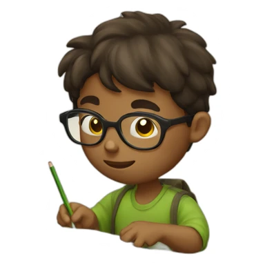 Boy with Spects studying  sticker