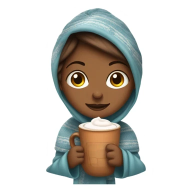 Carmel skinned girl drinking hot cocoa with a blanket around her sticker