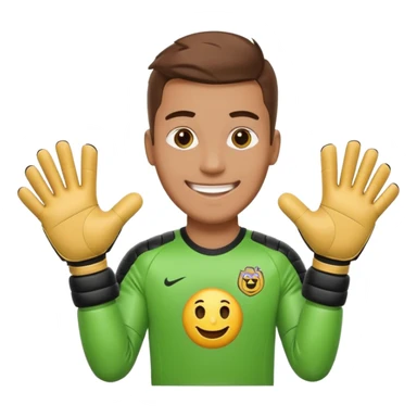 Football goalkeeper gloves with man goalkeeper and small emoji sticker