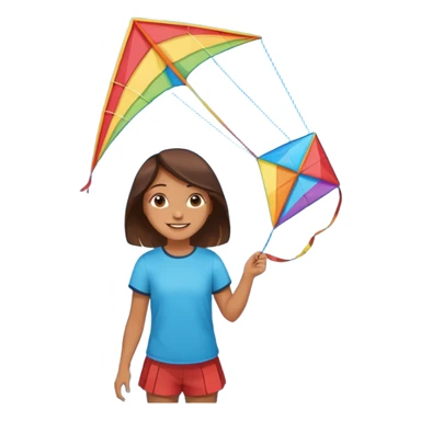 girl with kite,Kite Flyers, big kite. sticker