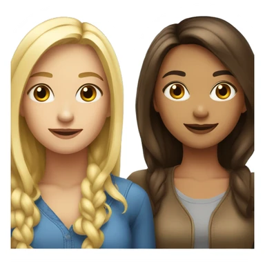blonde and brunet girls friendship sticker