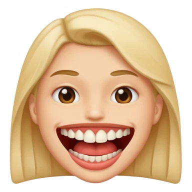 Top teeth biting lip sticker