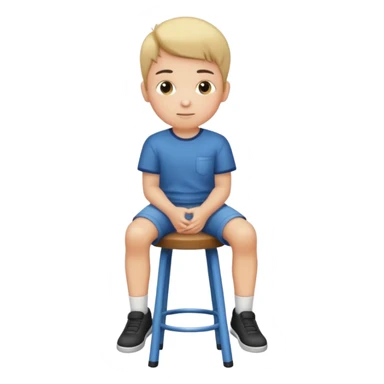 generate a pic from head a boy is sitting on a stool  sticker