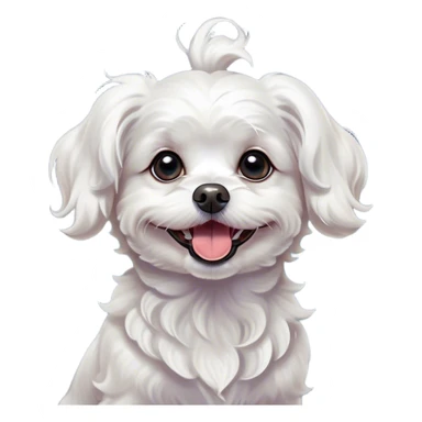 Cinematic Comical Wavy-Haired Maltese dog Portrait Emoji, Head tilted dramatically with an exaggeratedly amused or surprised expression, featuring a silky, wavy-haired white coat with a playful sheen, wide, expressive dark eyes filled with exaggerated disbelief, Simplified yet hilariously expressive features, highly detailed, glowing with a slightly sassy glow, high shine, dramatic yet playful, stylized with an air of cheeky charm, bright and endearing, soft glowing outline, capturing the essence of a spirited and over-the-top companion, so meme-worthy it feels like it could side-eye its way into internet fame instantly! sticker