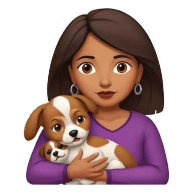 middle age mexican woman with puppy showing passion - strong and barely controllable emotion sticker