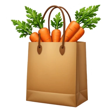paper shopping bag with carrot. Transparent background sticker