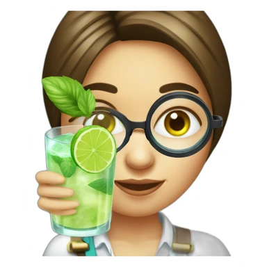 argentina girl with magnifying glass drinking mojito sticker