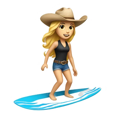 White Girl surfing a wave wearing a cowboy hat sticker