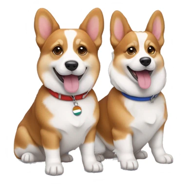 hanging tricolor and brandle corgies sticker
