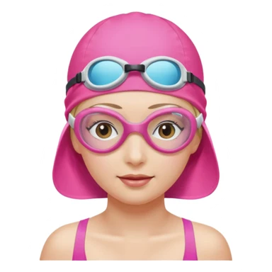 woman pink swim cap goggles sticker