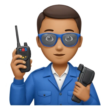 school security, blue cloth, sun glasses, holding walkie-talkie sticker