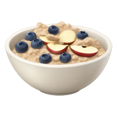 oatmeal in a bowl topped with apple blueberries and dark chocolate sticker
