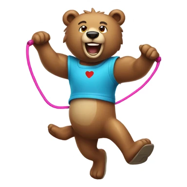 Bear using a jump rope sticker