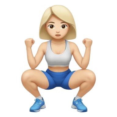 white asian girl woman doing squat sticker