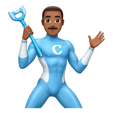Frozone character in retro stickers style, dynamic pose, icy effects, bold outlines, vibrant colors he says "c'est carré dans l'axe" sticker