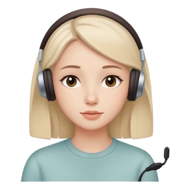 woman listening to ASMR, soft color palette, smooth edges, serene face sticker