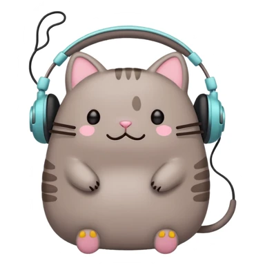 Pusheen with earphones  sticker