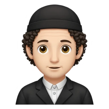 jewish man's face, wearing a tiny black kippah and 2 curly hair strands near the ears sticker