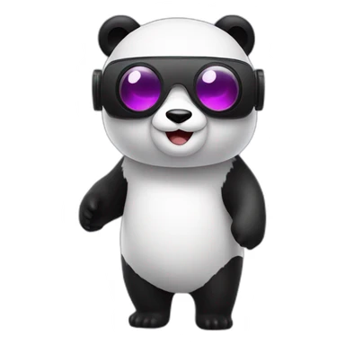 full body christmas panda in vr headset sticker