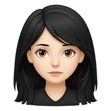 white woman with choppy long black hair and brown eyes sticker