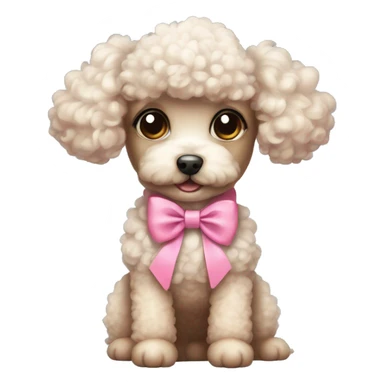 cute poodle wearing a pink bow sticker
