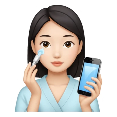 Asian girl doing skincare sticker