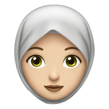 a white woman hijab muslim with green eye and rosy skin sticker