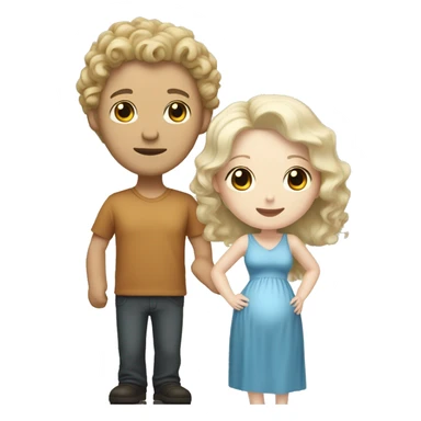 A white-skinned man with curly black hair and a white-skinned pregnant woman with shoulder-length, slightly blonde hair. sticker