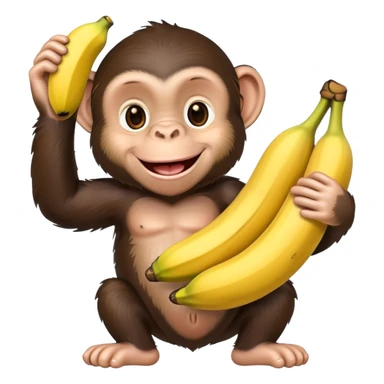 cartoon chimpanzee happily holding a banana sticker