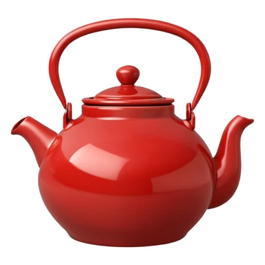 teapot with lid emoji style, similar to dual sword and coffee cup emoji style, moderate red color #c05734 sticker