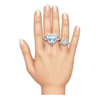 LEFT hand with diamond ring on ring finger (second finger from the pinkie) sticker