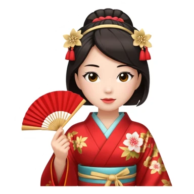 Kimono princess, red kimono with fan sticker