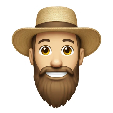 Amish man white with brown straw hat building a building with beard smiling sticker