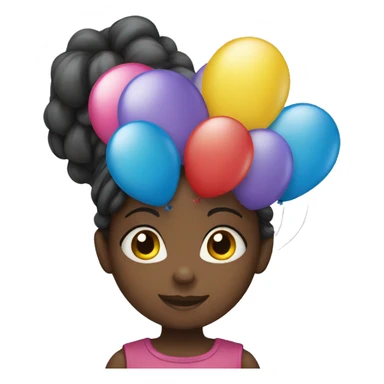 A little black girl holding 5 balloons  sticker